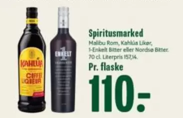 Malibu -  Rom, Kahlúa Likør, 1-Enkelt Bitter eller Nordsø Bitter
