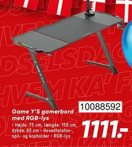 Game Y'S gamerbord med RGB-lys