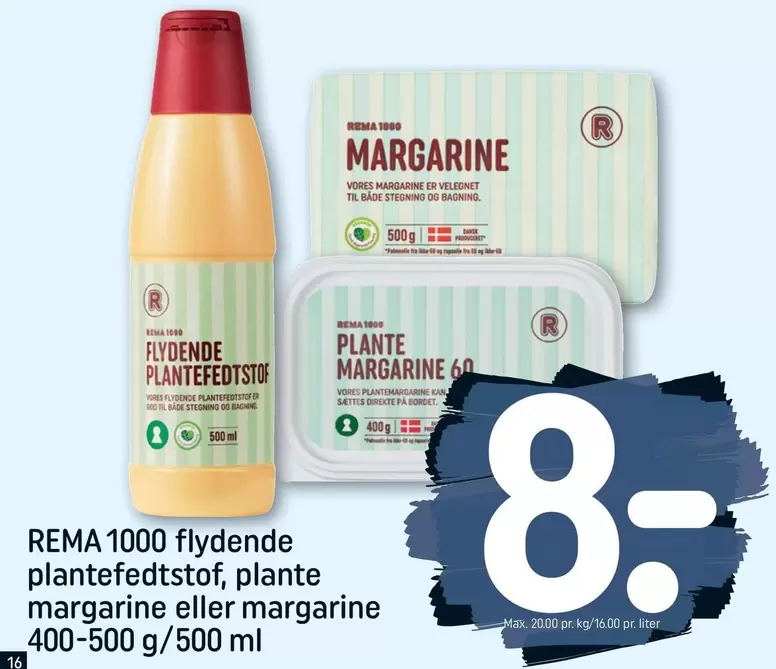 flydende plantefedtstof, plante margarine eller margarine