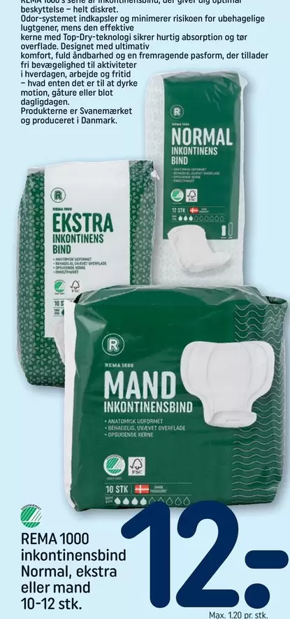 Den - inkontinensbind Normal, ekstra eller mand