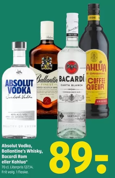 Vodka, Whisky, Rom eller