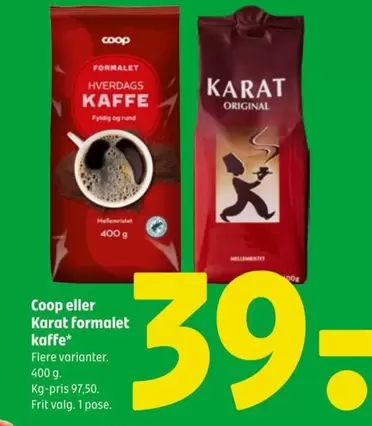 Coop eller Karat formalet kaffe