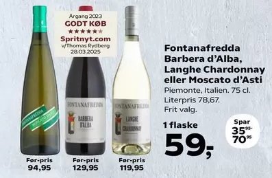 Barbera d'Alba, Langhe Chardonnay eller Moscato d'Asti