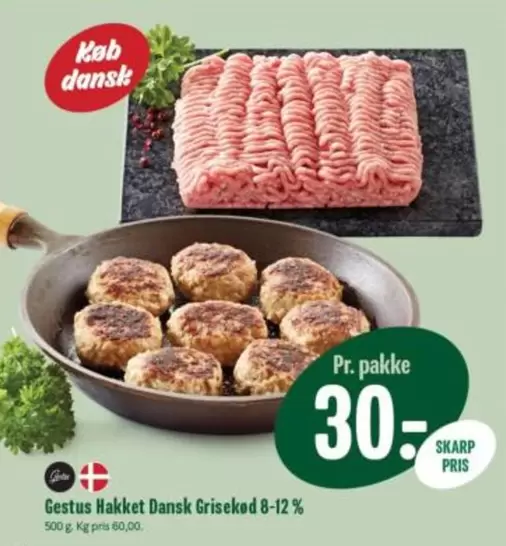 Hakket Dansk Grisekød 8-12%