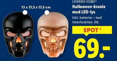 Halloween-kranie med LED-lys