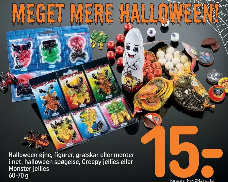 Monster - Halloween øjne, figurer, græskar eller mønter i net, halloween spøgelse, Creepy jellies eller  jellies