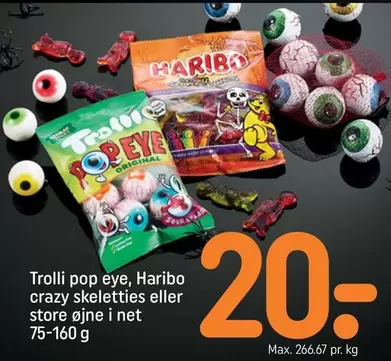 Haribo - pop eye, crazy skeletties eller store øjne i net
