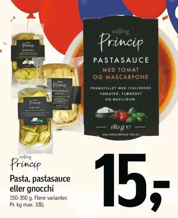 Pasta, pastasauce eller gnocchi