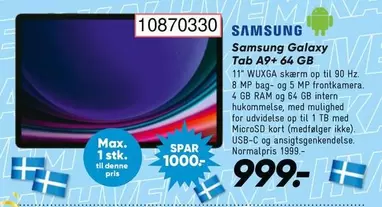 Galaxy -  Tab A9+ 64 GB