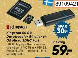 Kort - Datatraveler G4 eller 64 GB Micro SDHC kort