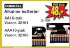 Alkaline batterier AA16-pak or AAA16-pak