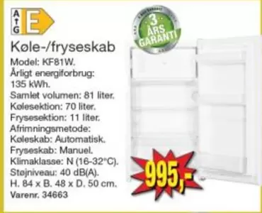 Atg - Køle-/fryseskab