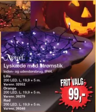 Orange - Lyskæde med Stromstik