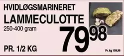 HVIDLØGSMARINERET LAMMECULOTTE