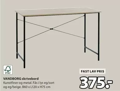 VANDBORG skrivebord