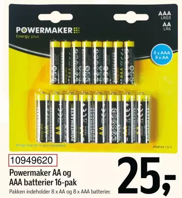 AA og AAA batterier 16-pak