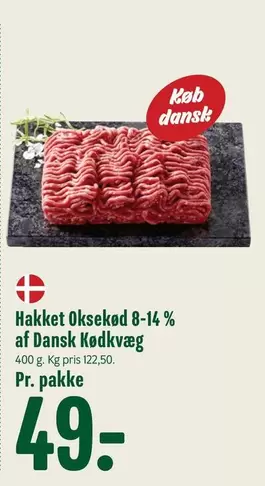 Hakket Oksekød 8-14 % af Dansk Kødkvæg