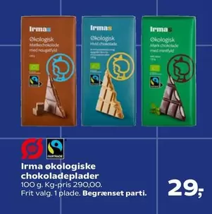 økologiske chokoladeplader