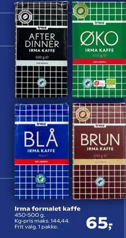 Irma formalet kaffe
