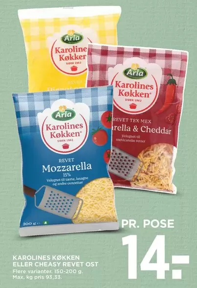 Arla - KAROLINES KØKKEN ELLER CHEASY REVET OST