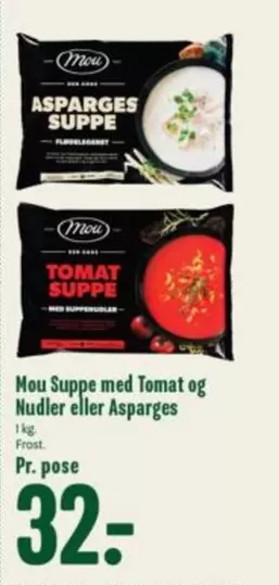 Suppe med Tomat og Nudler eller Asparges