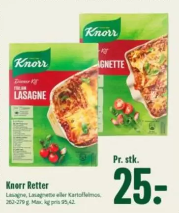 Lasagne, Lasagnette eller Kartoffelmos