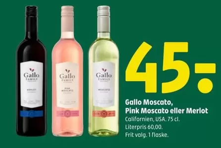 Moscato, Pink Moscato eller Merlot