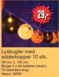 Lyskugler med edderkopper 10 stk.