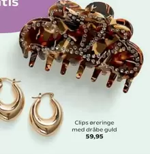 Clips øreringe med dråbe guld