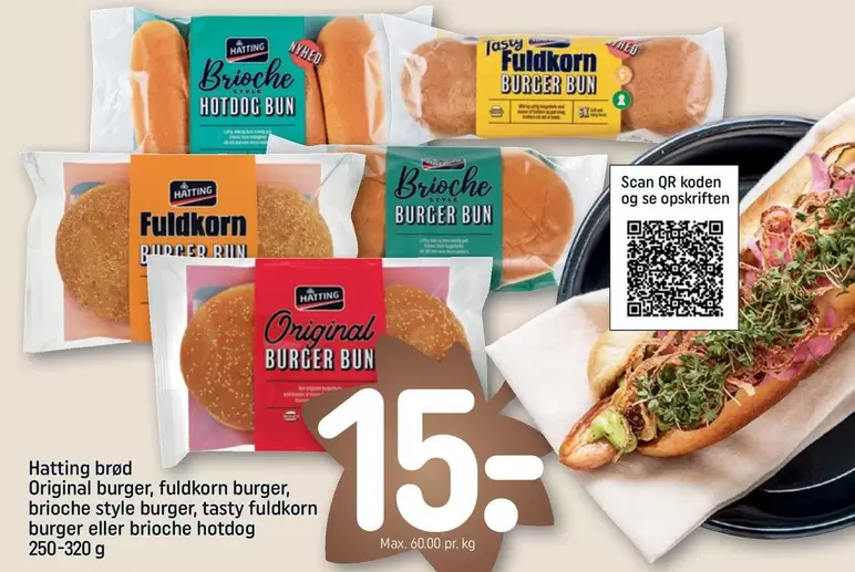 Original burger, fuldkorn burger, brioche style burger, tasty fuldkorn burger eller brioche hotdog