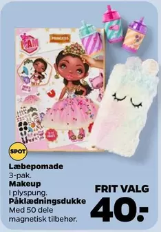 Læbepomade 3-pak. Makeup I plyspung. Påklædningsdukke