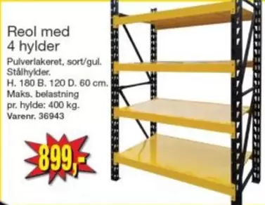 Reol med 4 hylder
