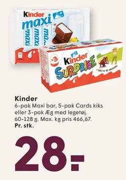Kinder - Maxi bar, Cards kiks eller Æg med legetøj
