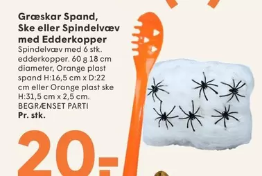 Orange - Græskar Spand, Ske eller Spindelvæv med Edderkopper