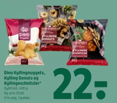 Donuts - Kyllingnuggets, Kylling  og Kyllingeschnitzler