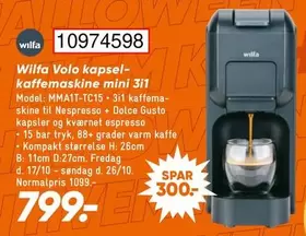 Nespresso - Volo kapsel-kaffemaskine mini 3i1