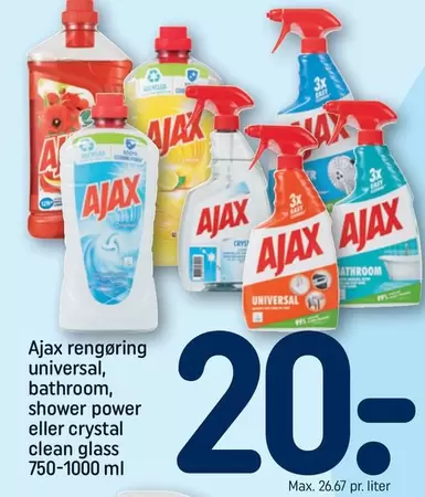 Ajax - rengøring universal, bathroom, shower power eller crystal clean glass