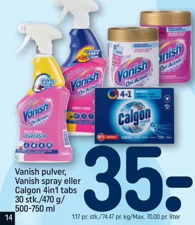 Vanish pulver, Vanish spray eller Calgon 4in1 tabs