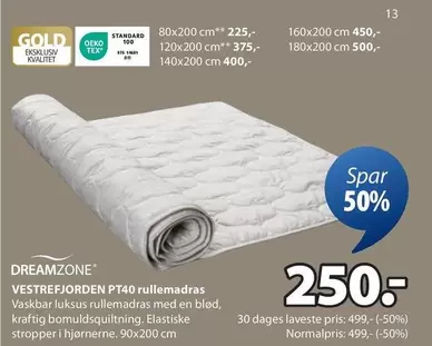 VESTREFJORDEN PT40 rullemadras