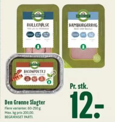 Den - RULLEPØLSE, HAMBURGERRYG, BACONPOSTEJ