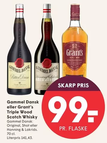 Gammel Dansk eller Grant's Triple Wood Scotch Whisky