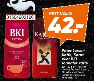 Kaffe, Karat eller BKI formalet kaffe