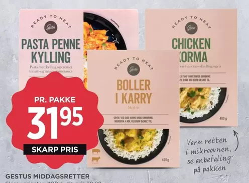 PASTA PENNE KYLLING, BOLLER I KARRY, CHICKEN CORMA