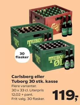 Carlsberg -  eller Tuborg 30 stk. kasse