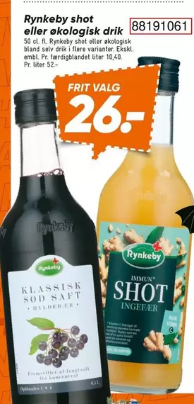 Rynkeby shot eller økologisk drik
