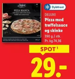 Pizza med trøffelsauce og skinke
