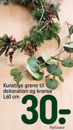 Kunstige grene til dekoration og kranse