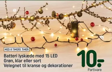 Batteri lyskæde med 15 LED