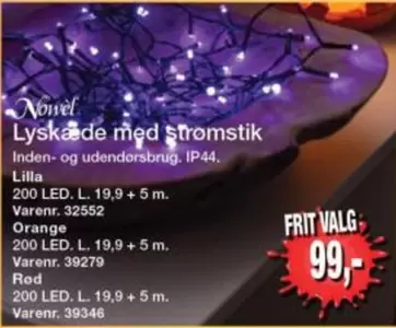 Orange - Lyskæde med stromstik