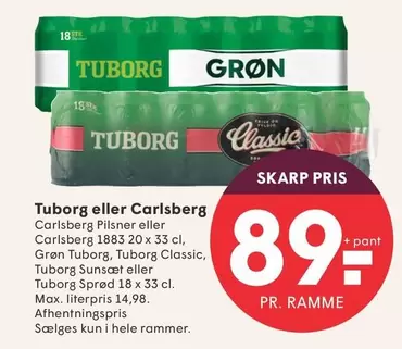 Carlsberg - Pilsner eller 1883, Grøn Classic, Sunset eller Sprød